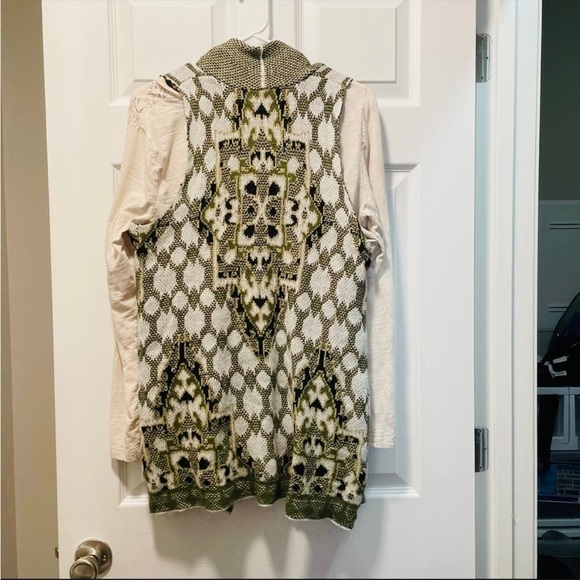 New Directions Cascade Open Front Sweater Vest Green White… - Picture 5 of 9